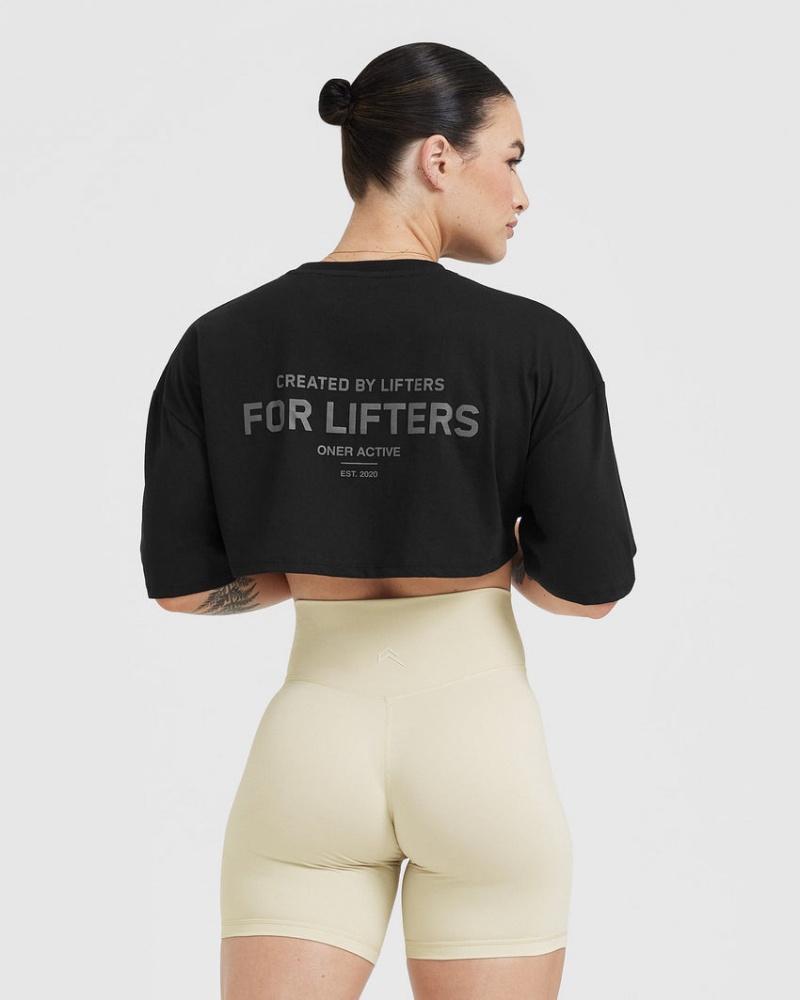 Oner Active Klassische Lifters Graphic Relaxed Crop Laufschuhe T-shirts Schwarz | WCPZMRV-60