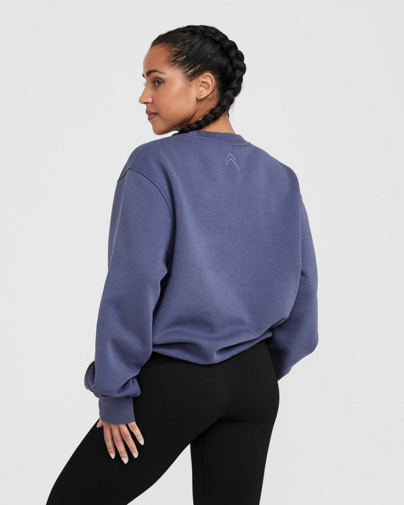 Oner Active Klassische Lounge Oversized Crew Neck Sweatshirts Blau | CTMROEF-78