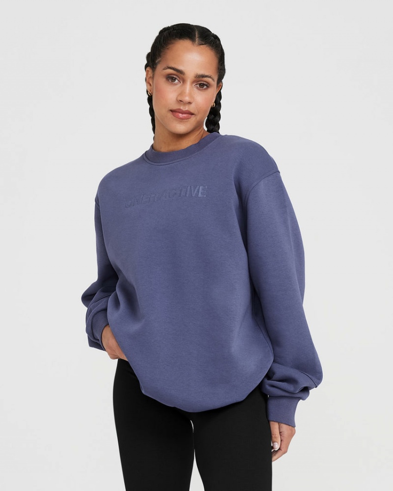 Oner Active Klassische Lounge Oversized Crew Neck Sweatshirts Blau | CTMROEF-78