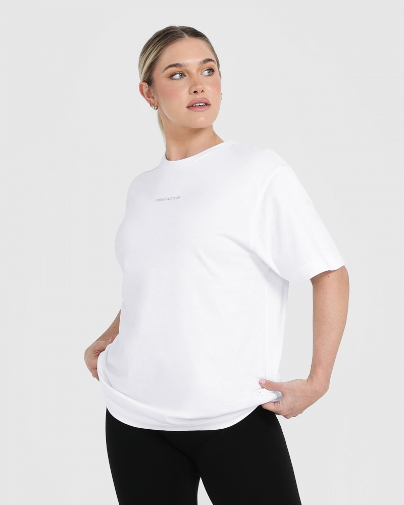 Oner Active Klassische Mirror Graphic Oversized T-shirts Weiß | QHKAWUB-52