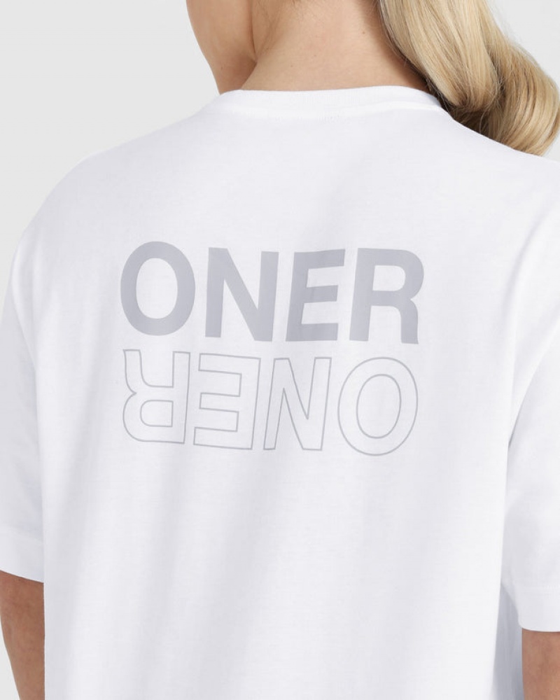 Oner Active Klassische Mirror Graphic Oversized T-shirts Weiß | QHKAWUB-52