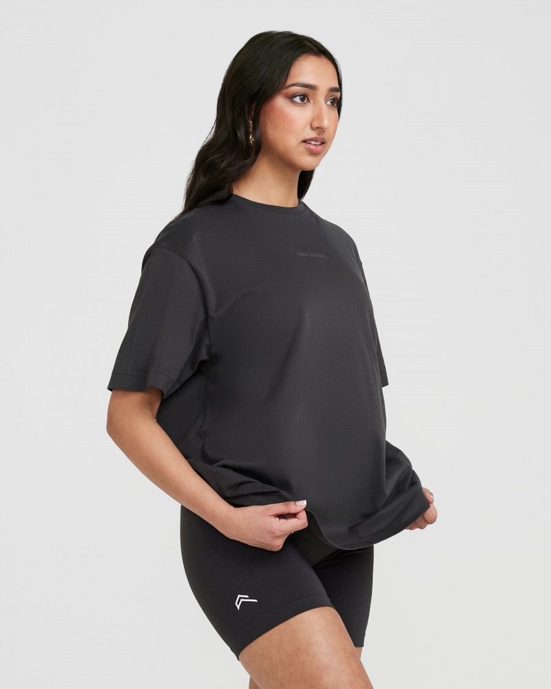 Oner Active Klassische Mirror Graphic Oversized T-shirts Schwarz | YXPQIWV-38