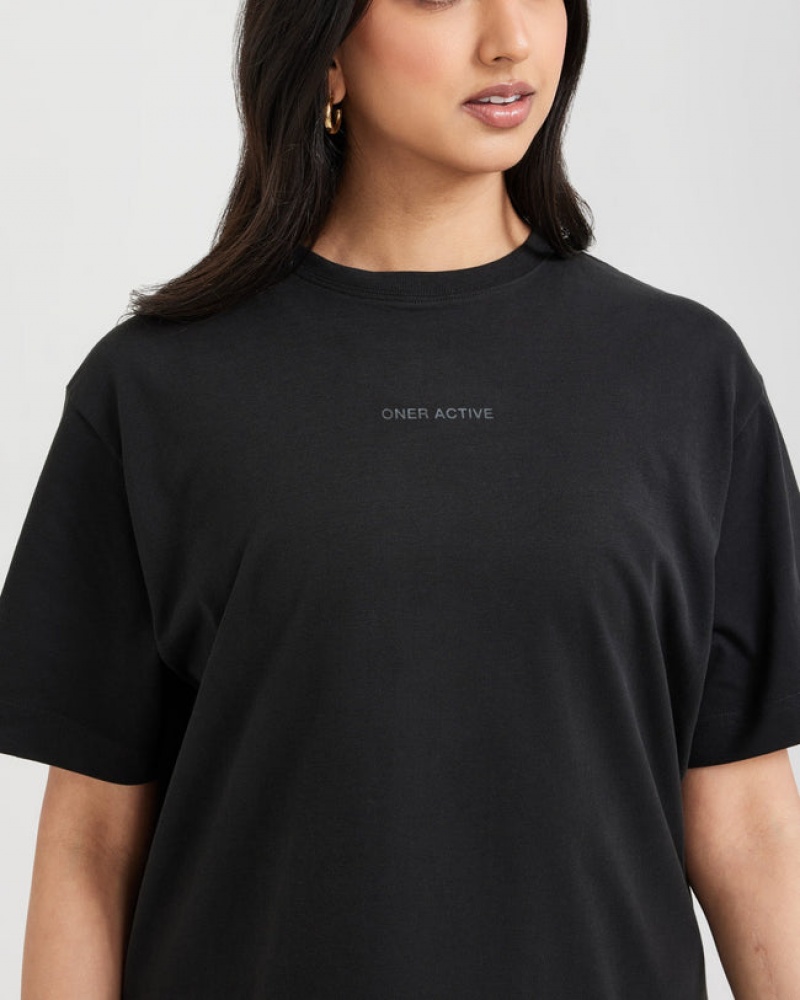 Oner Active Klassische Mirror Graphic Oversized T-shirts Schwarz | JKVRLYQ-56