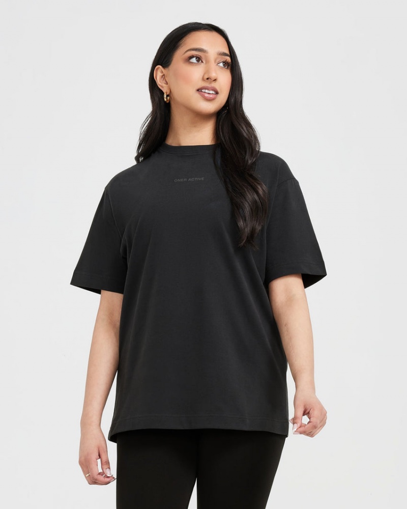 Oner Active Klassische Mirror Graphic Oversized T-shirts Schwarz | JKVRLYQ-56