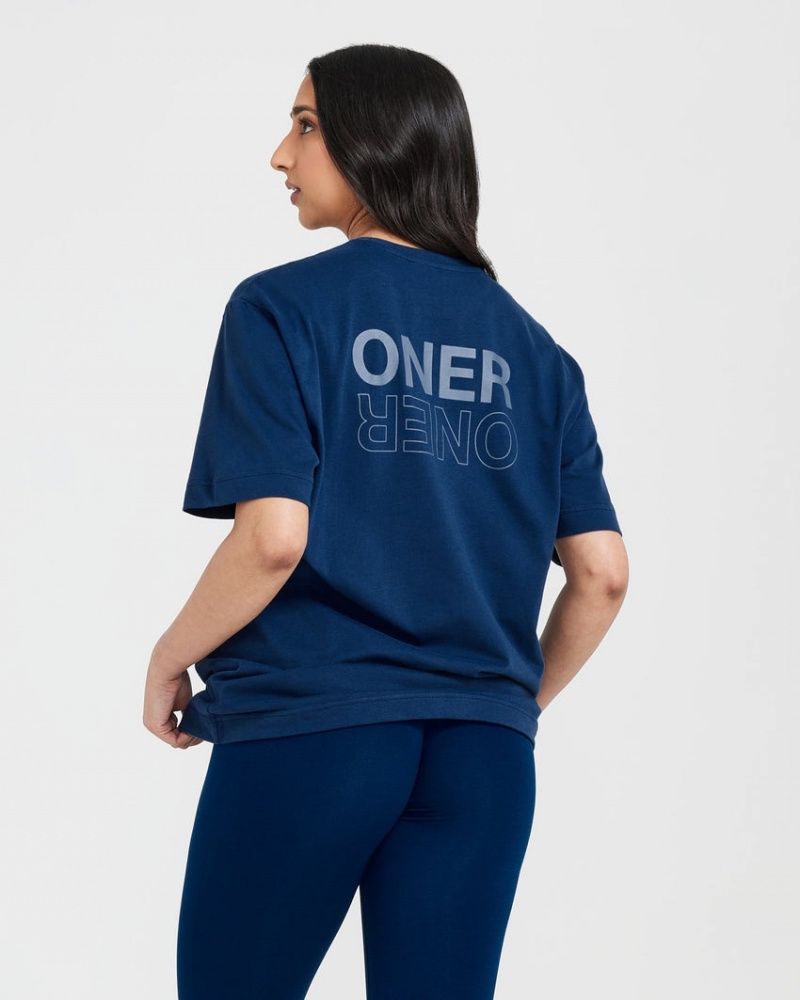 Oner Active Klassische Mirror Graphic Oversized T-shirts Blau | MSCBGVP-49