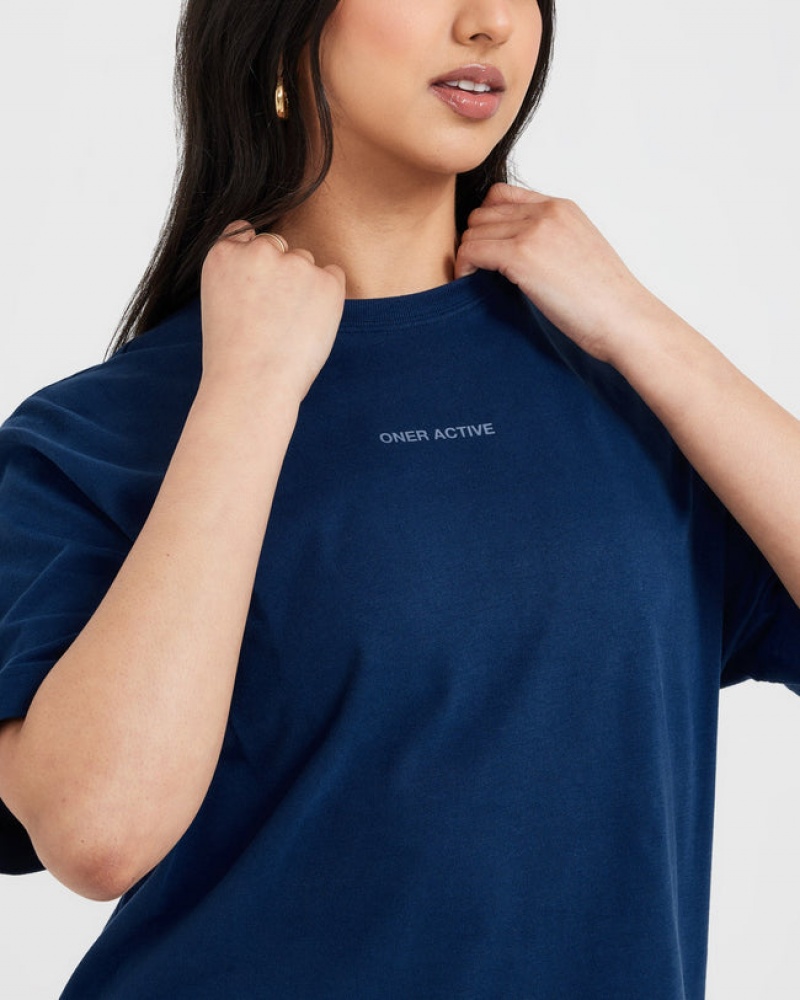 Oner Active Klassische Mirror Graphic Oversized T-shirts Blau | MSCBGVP-49