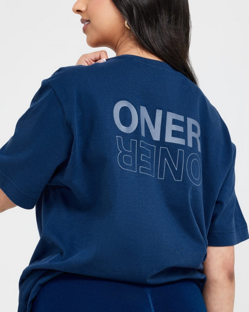 Oner Active Klassische Mirror Graphic Oversized T-shirts Blau | MSCBGVP-49