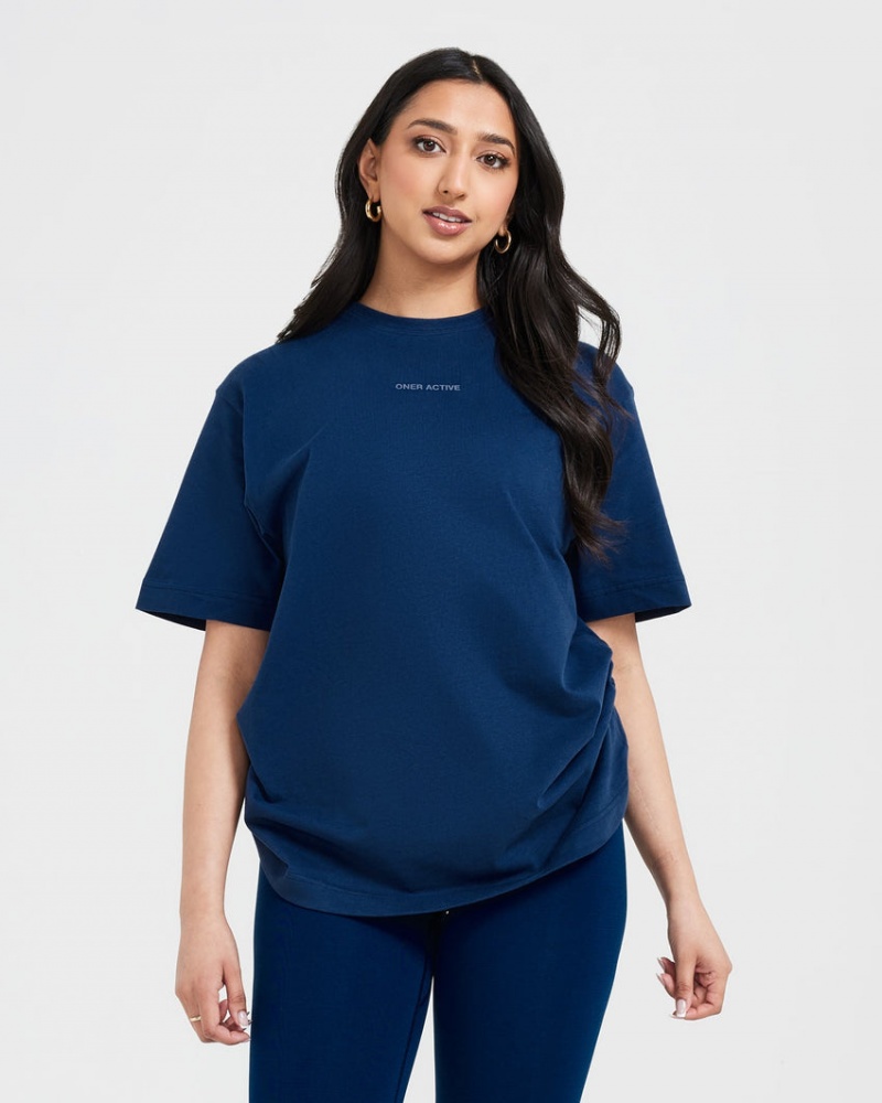 Oner Active Klassische Mirror Graphic Oversized T-shirts Blau | MSCBGVP-49