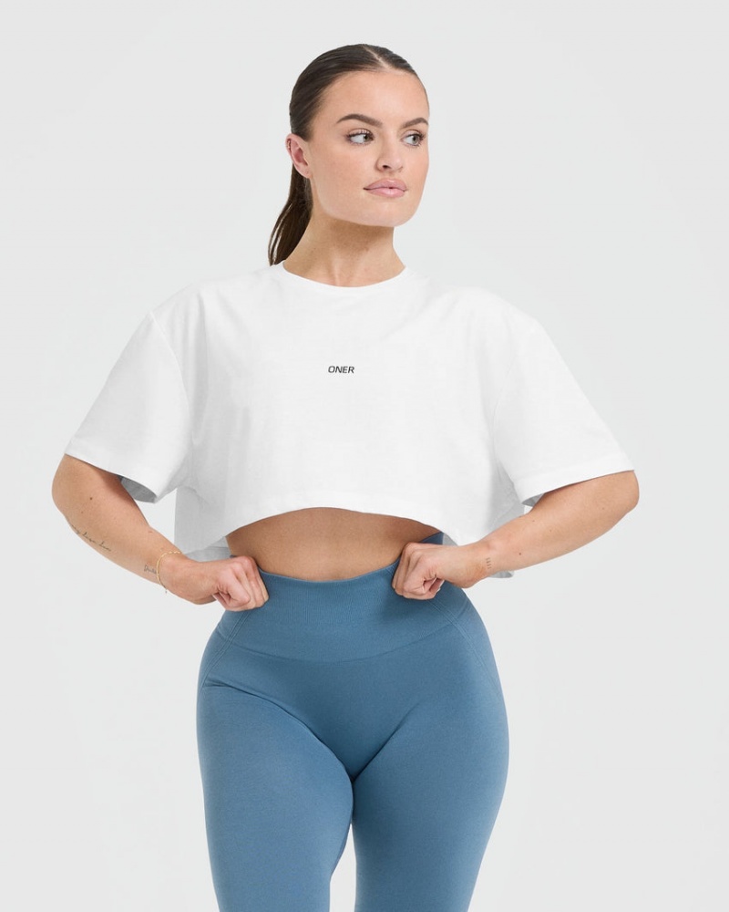 Oner Active Klassische Oner Graphic Crop Laufschuhe T-shirts Weiß | QKRDTUP-18