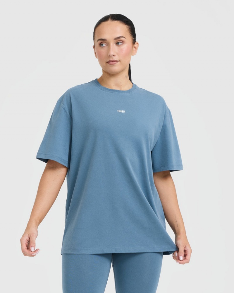 Oner Active Klassische Oner Graphic Oversized Laufschuhe T-shirts Blau | KZPLRFU-28