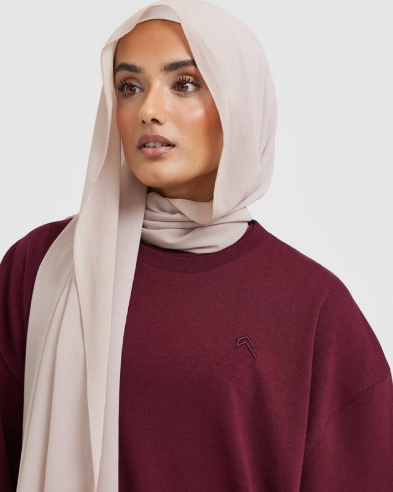 Oner Active Klassische Oversized Longline T-shirts Bordeaux | AXUMWYE-29