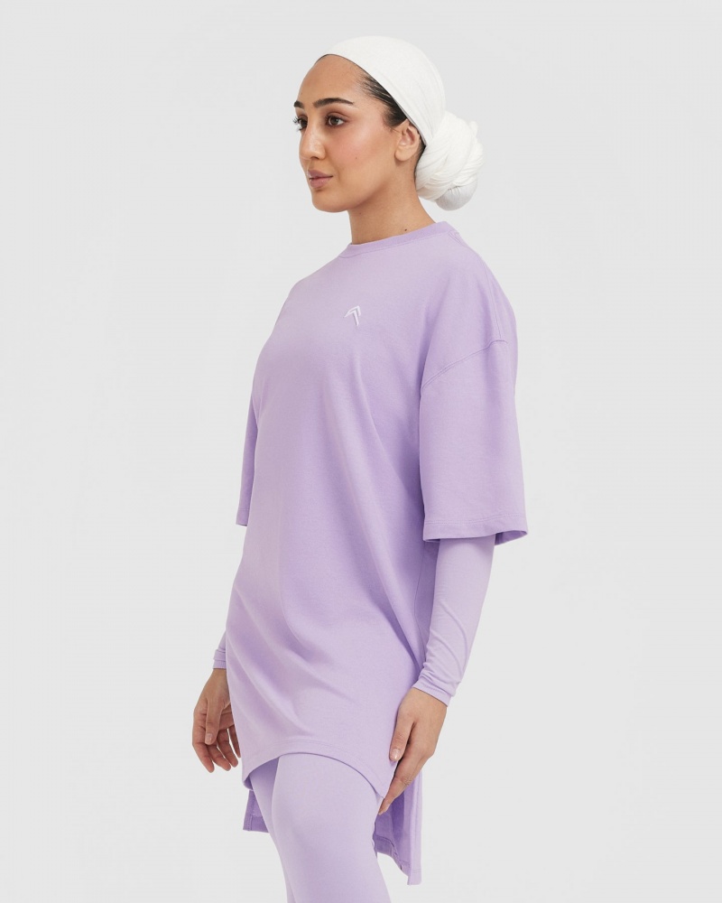 Oner Active Klassische Oversized Longline T-shirts Lila | AWXLZJT-01