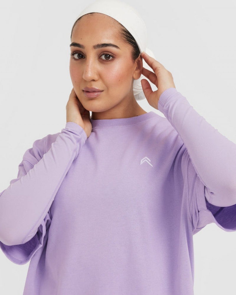 Oner Active Klassische Oversized Longline T-shirts Lila | AWXLZJT-01