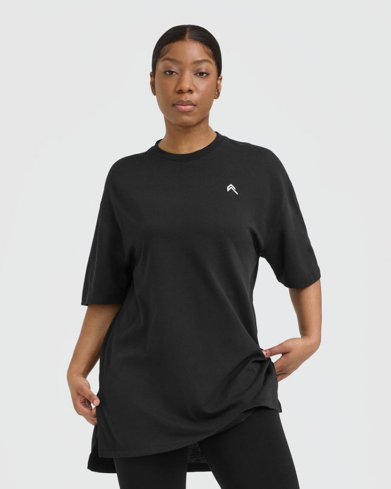 Oner Active Klassische Oversized Longline T-shirts Schwarz | UXDGZQC-15