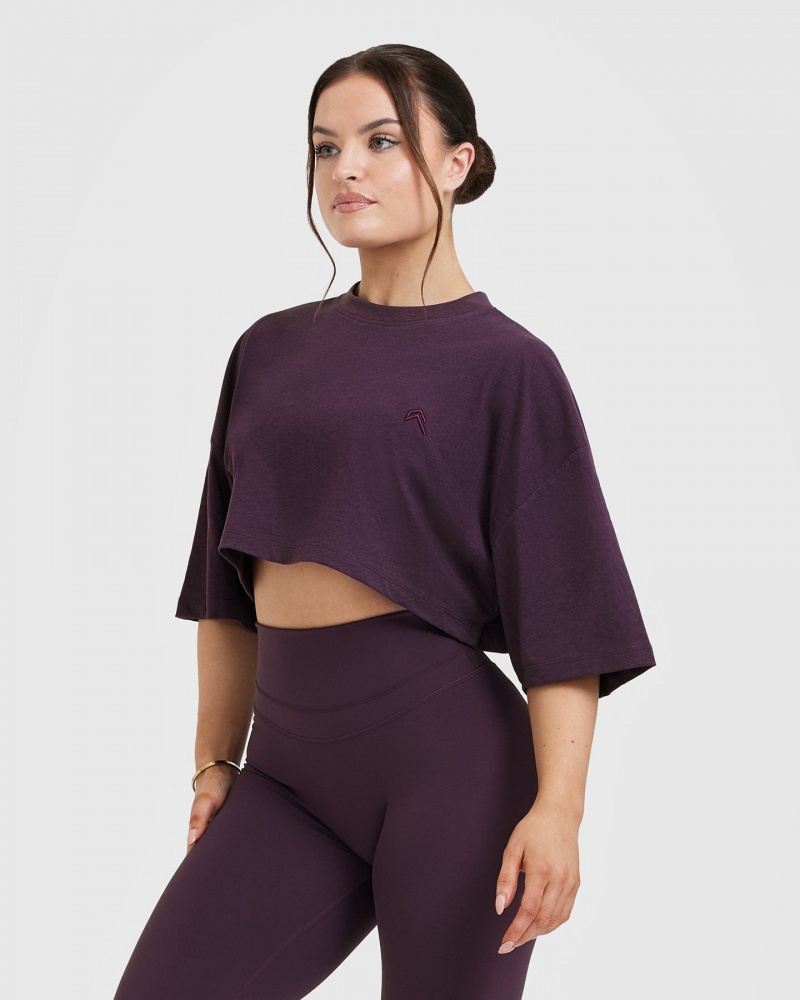 Oner Active Klassische Relaxed Crop Laufschuhe T-shirts Lila | DFUEQZC-09