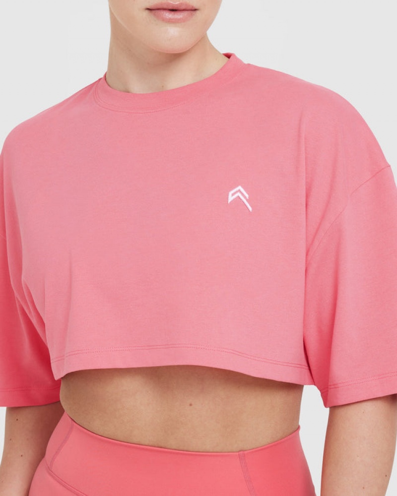 Oner Active Klassische Relaxed Crop Laufschuhe T-shirts Rosa | YIURBNW-46