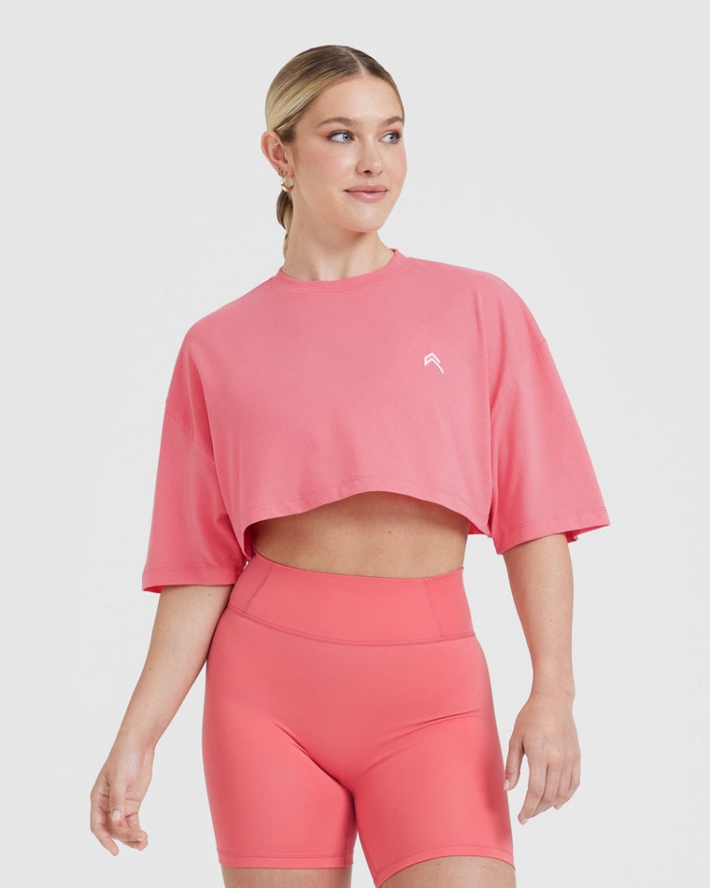 Oner Active Klassische Relaxed Crop Laufschuhe T-shirts Rosa | YIURBNW-46