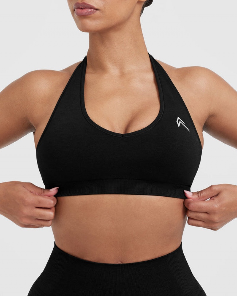 Oner Active Klassische Seamless 2.0 Halter Neck Bralette Sports Bras Schwarz | IWPCNEQ-51