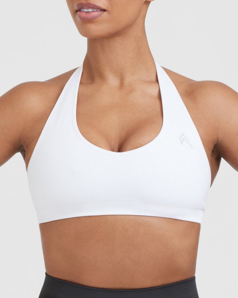 Oner Active Klassische Seamless 2.0 Halter Neck Bralette Sports Bras Weiß | CGKBNAD-79