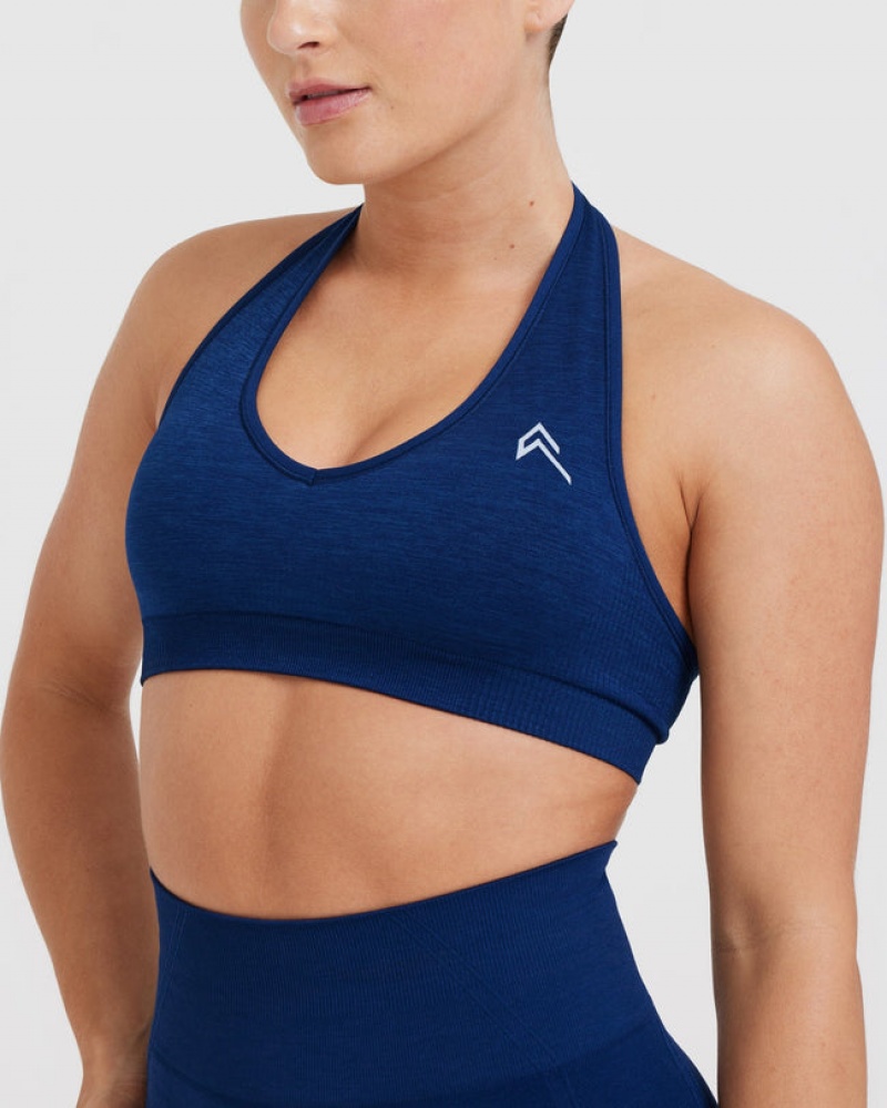 Oner Active Klassische Seamless 2.0 Halter Neck Bralette Sports Bras Blau | EQMXLGH-59