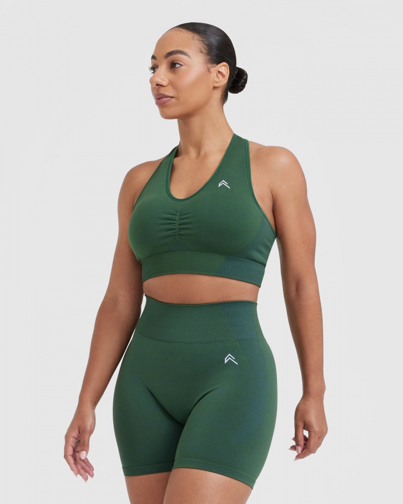 Oner Active Klassische Seamless 2.0 V-Neck Bralette Sports Bras Grün | QEVWFNT-84