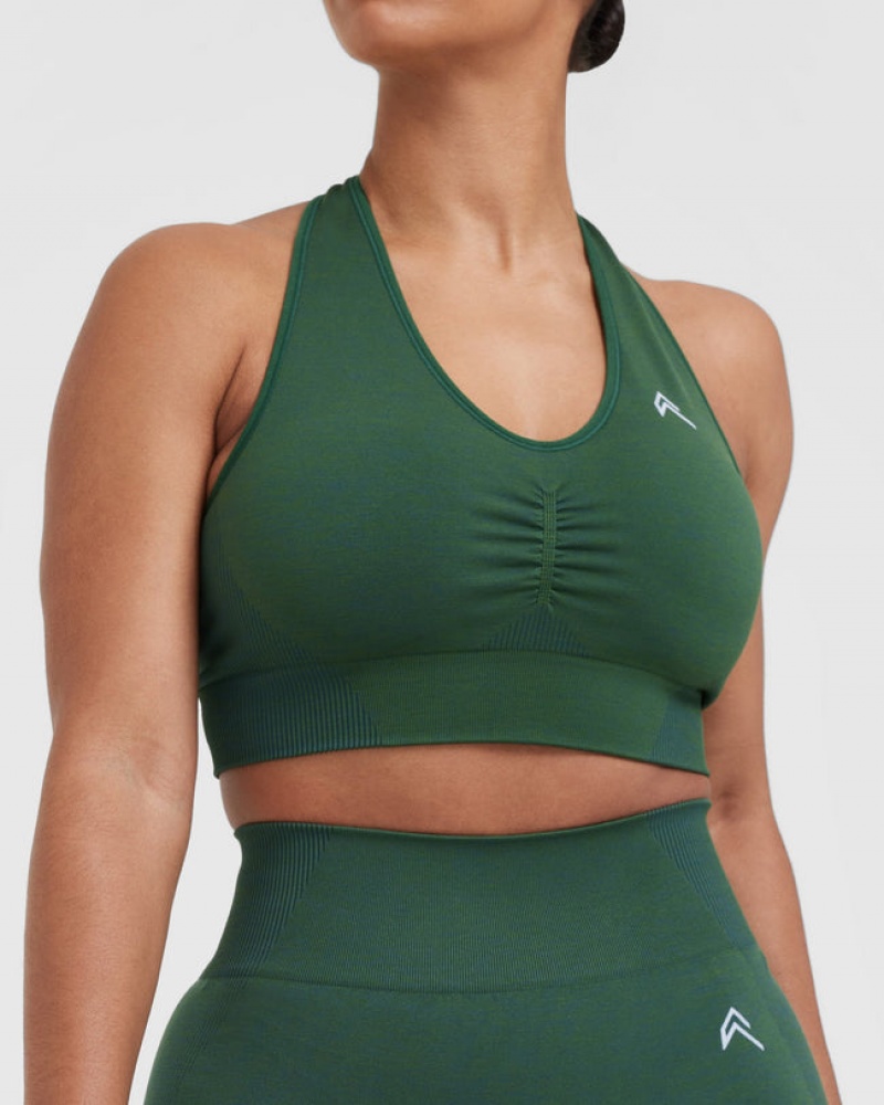 Oner Active Klassische Seamless 2.0 V-Neck Bralette Sports Bras Grün | QEVWFNT-84