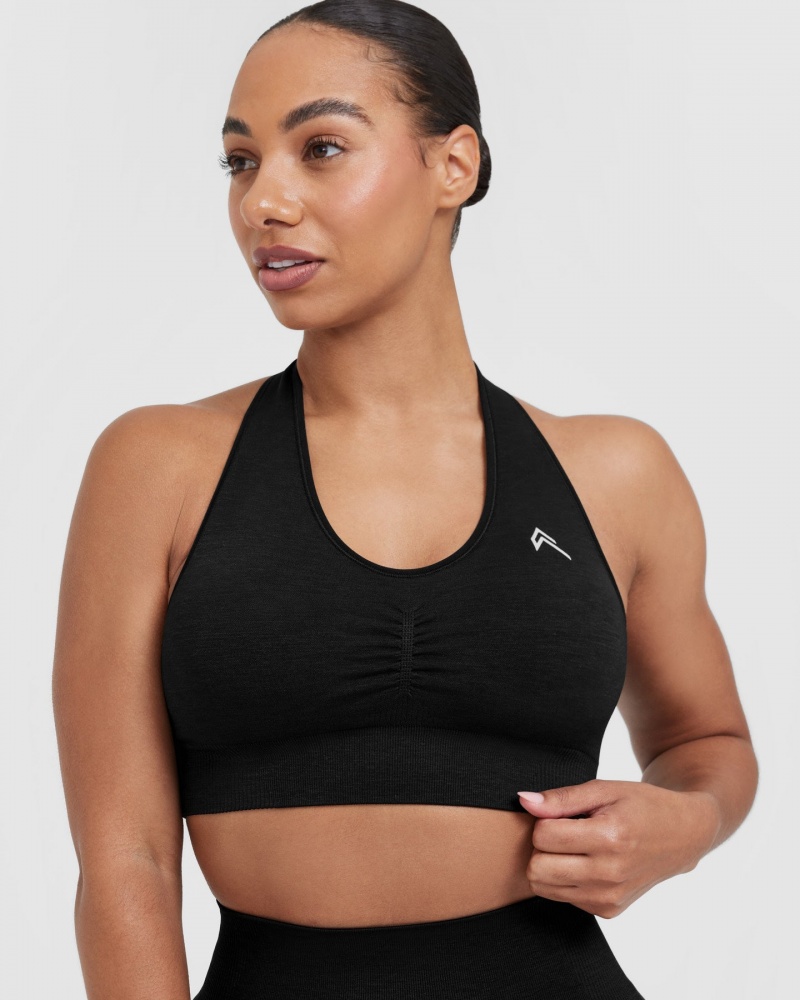 Oner Active Klassische Seamless 2.0 V-Neck Bralette Sports Bras Schwarz | DLBMCJH-57