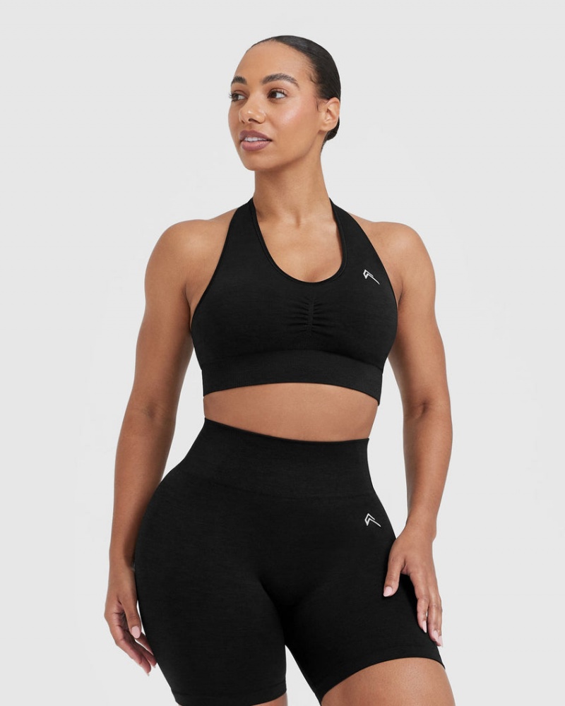 Oner Active Klassische Seamless 2.0 V-Neck Bralette Sports Bras Schwarz | DLBMCJH-57