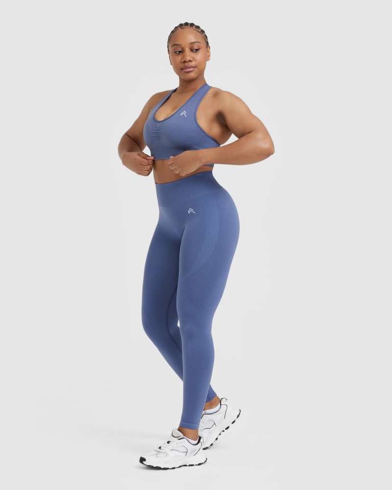 Oner Active Klassische Seamless 2.0 V-Neck Bralette Sports Bras Blau | QWMBOUK-94