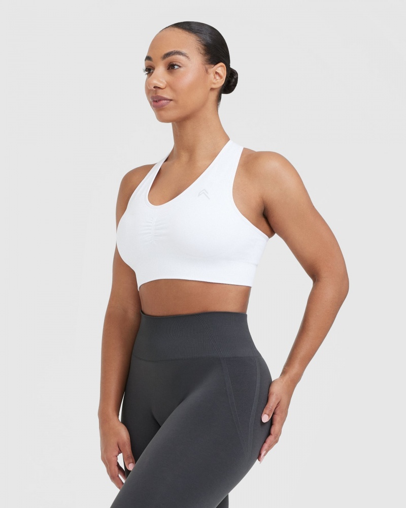 Oner Active Klassische Seamless 2.0 V-Neck Bralette Sports Bras Weiß | OKWYEMU-53