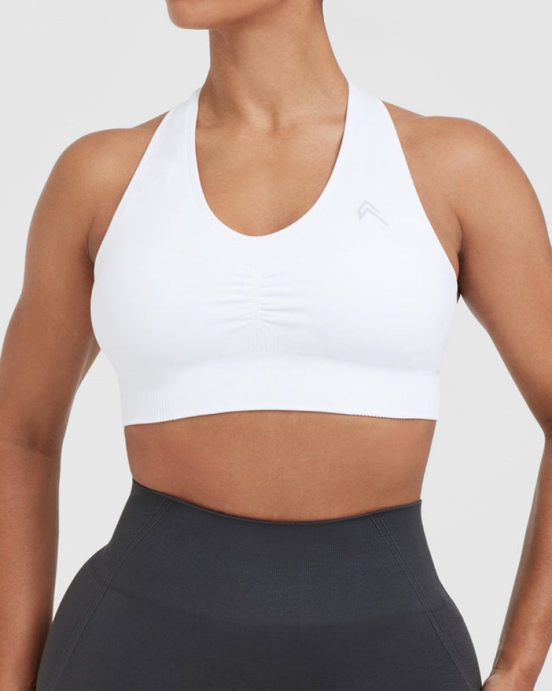 Oner Active Klassische Seamless 2.0 V-Neck Bralette Sports Bras Weiß | OKWYEMU-53