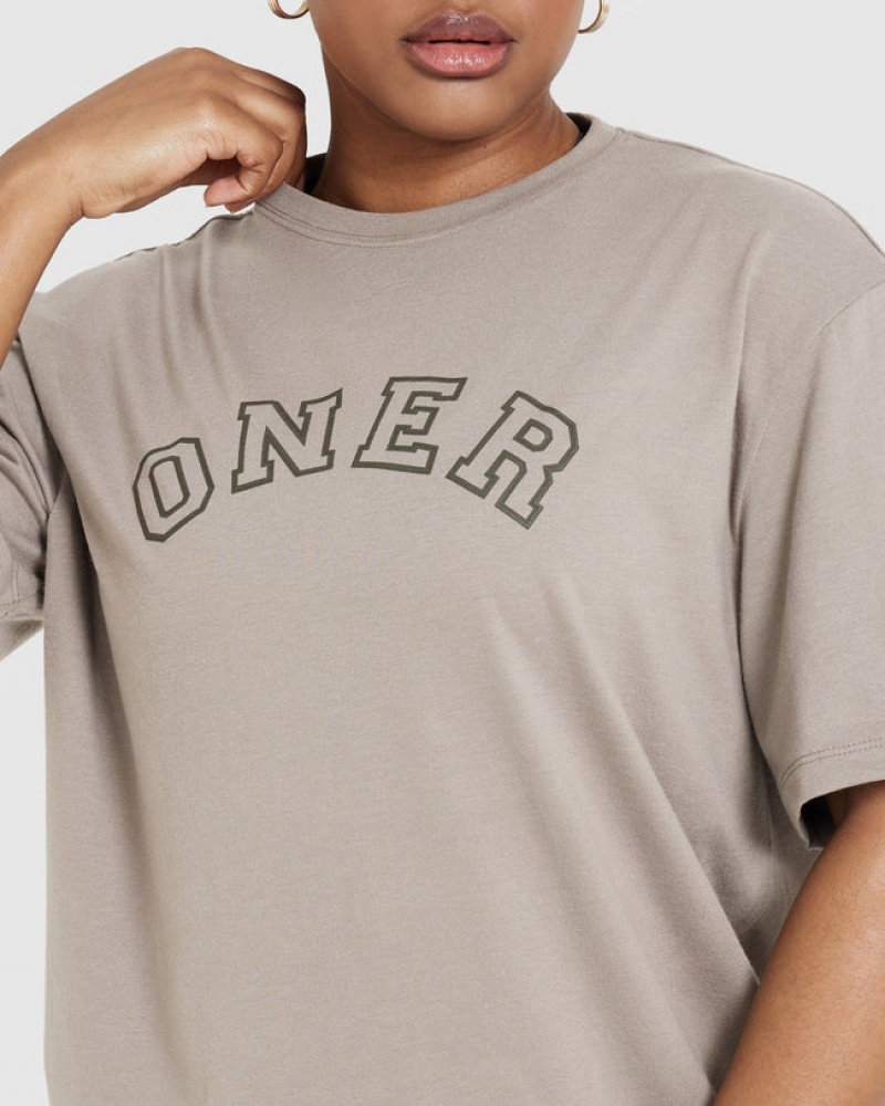 Oner Active Klassische Varsity Oversized Laufschuhe T-shirts Grau | OUWLKTP-65