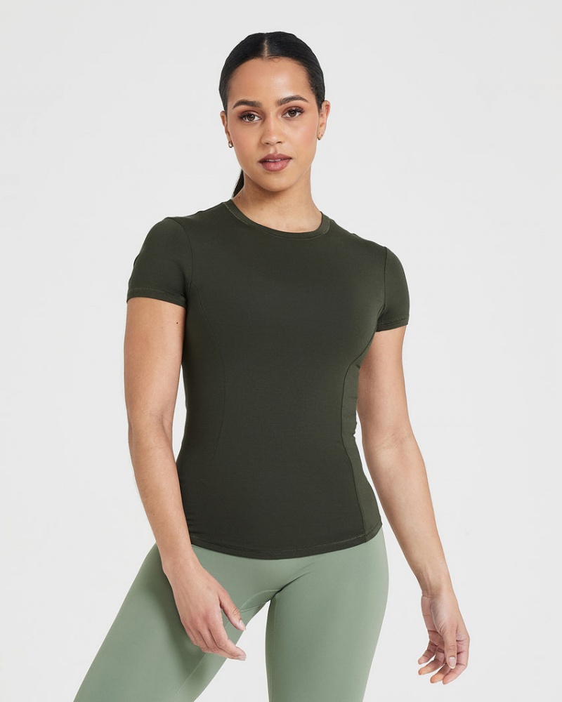 Oner Active Mellow Soft Kurzes Sleeve T-shirts Khaki | ILMKUCV-89