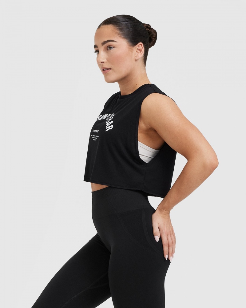 Oner Active Raising The Bar Graphic Muscle Crop T-shirts Schwarz | ZVNMIHQ-84