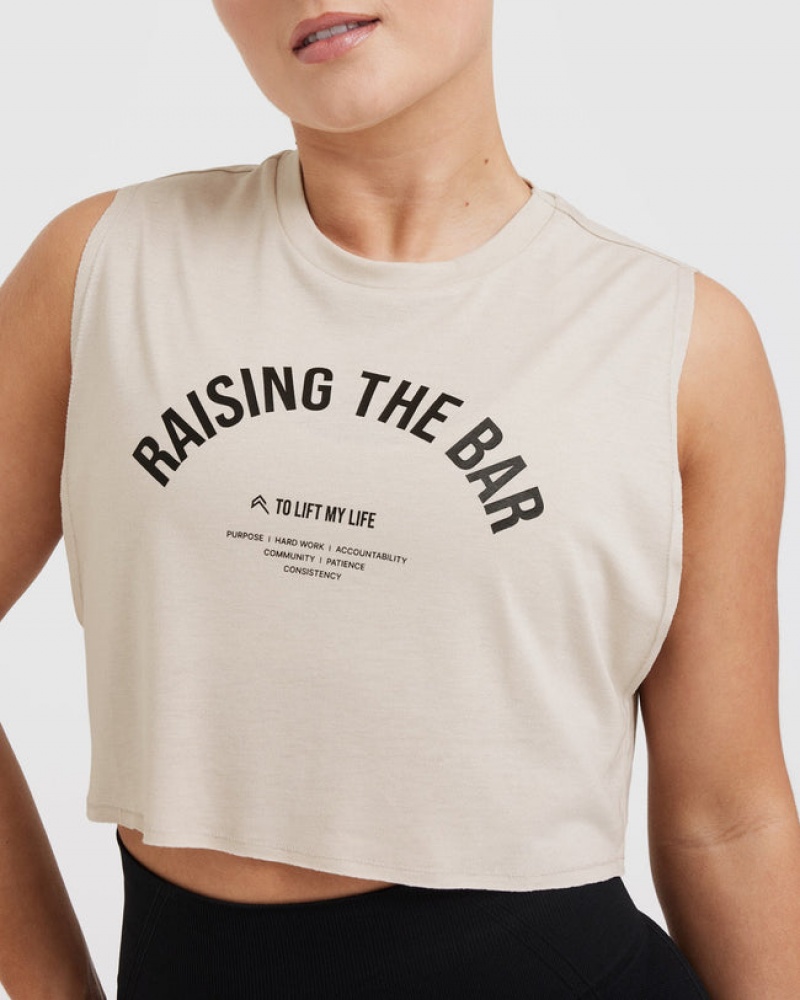 Oner Active Raising The Bar Graphic Muscle Crop T-shirts Braun | GMKEPTO-62