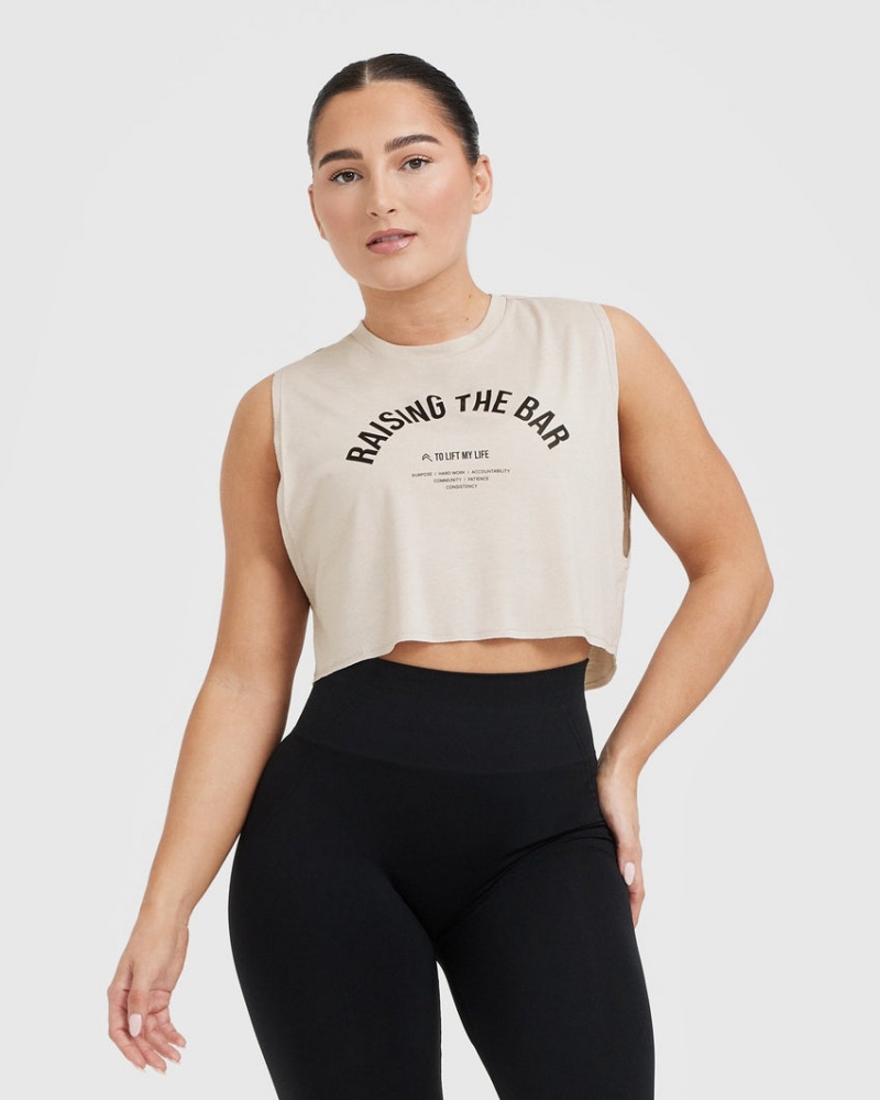 Oner Active Raising The Bar Graphic Muscle Crop T-shirts Braun | GMKEPTO-62