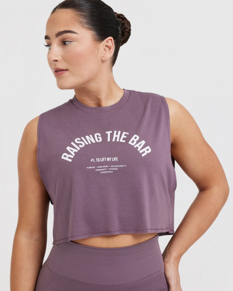 Oner Active Raising The Bar Graphic Muscle Crop T-shirts Lila | VOELYHX-58