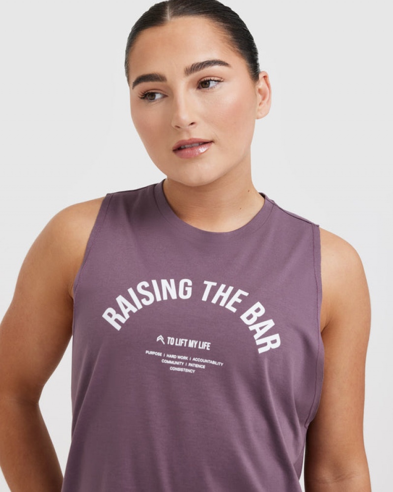 Oner Active Raising The Bar Graphic Unisex Muscle T-shirts Lila | IFKHTGW-52