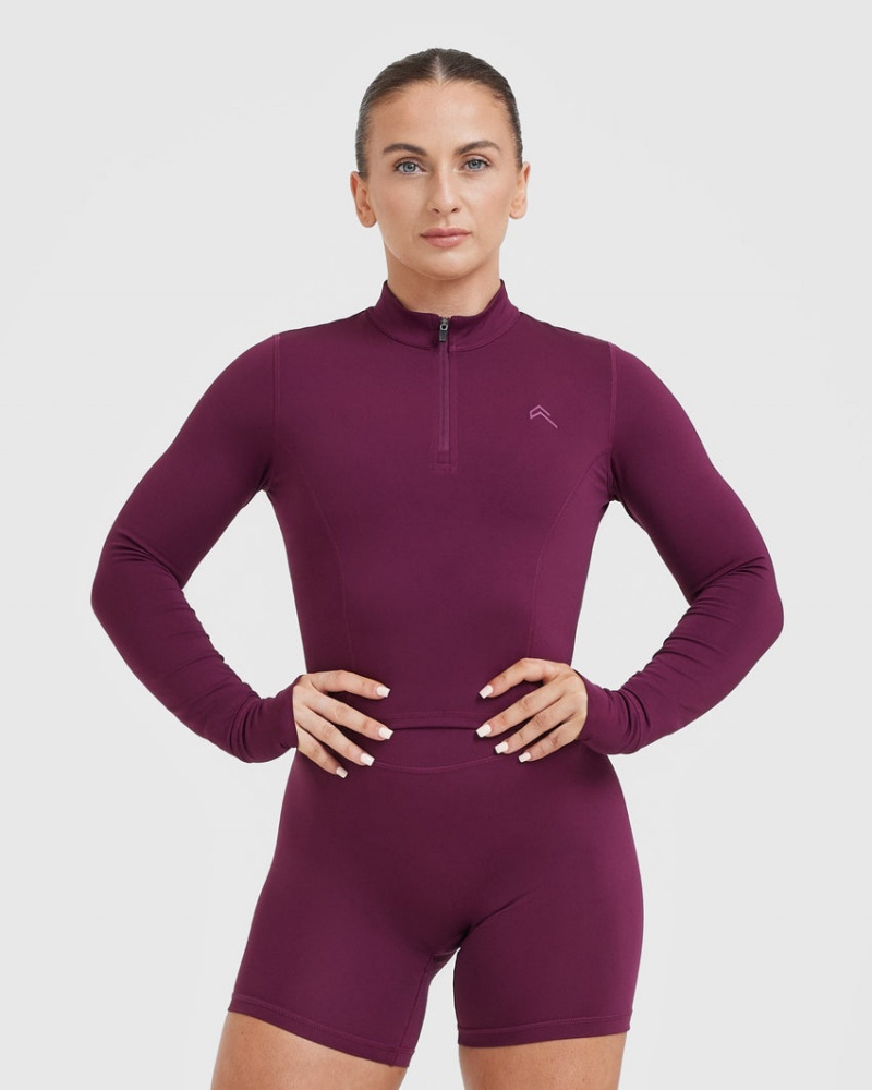 Oner Active Timeless Half Zip Mid Long Sleeve T-shirts Lila | VSRTOGD-47