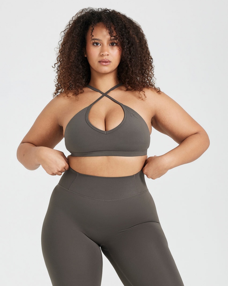 Oner Active Timeless Riemchen Bralette Sports Bras Tiefesgrau Braun | ZNMYRBH-45