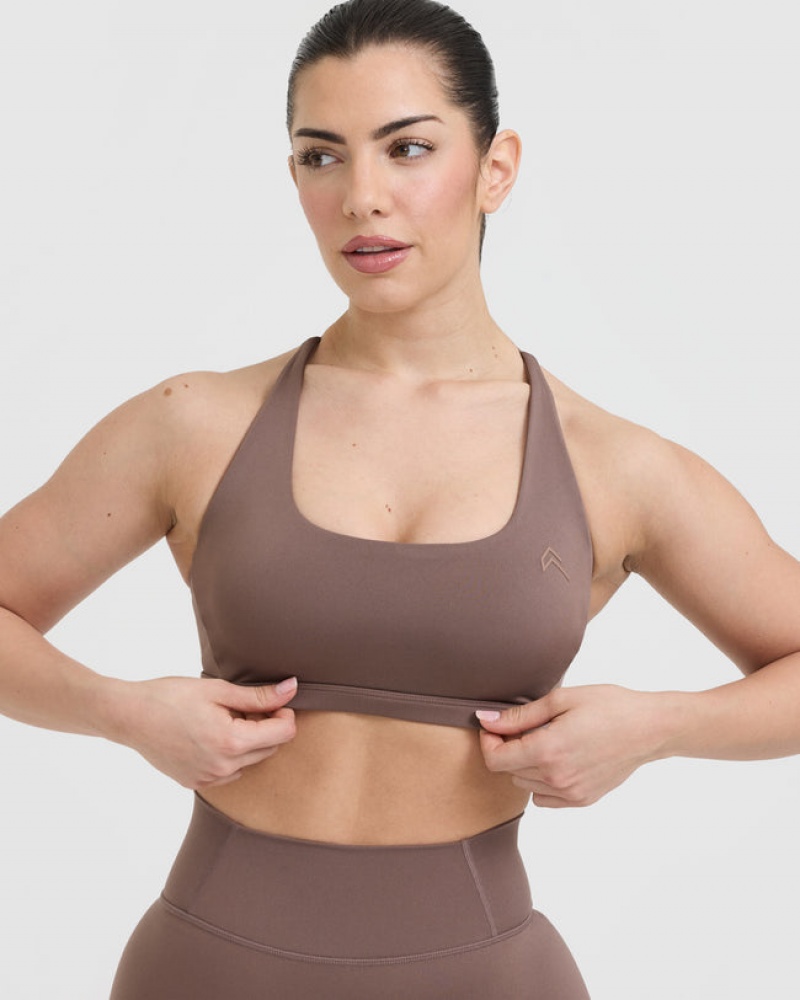 Oner Active Timeless Square Neck Sports Bras Braun | VBNKLMQ-57