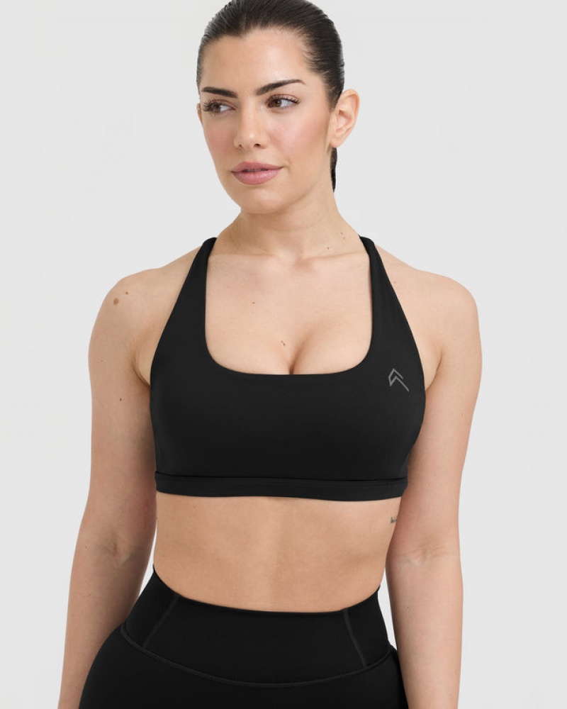 Oner Active Timeless Square Neck Sports Bras Schwarz | SUVOYIH-09