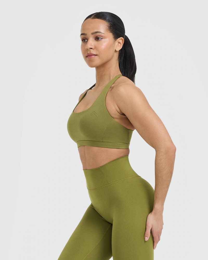 Oner Active Timeless Square Neck Sports Bras Olivgrün Grün | BCHEPVX-79