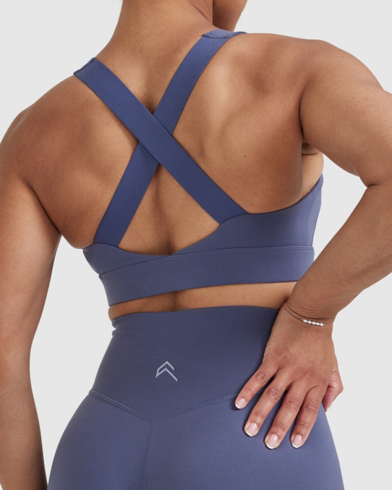 Oner Active Timeless Weite Riemen Sports Bras Blau | PFNHMCX-15