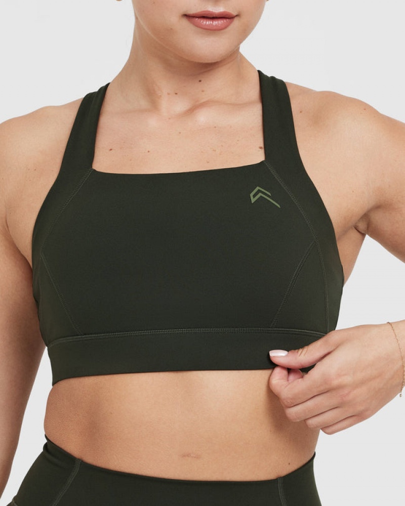 Oner Active Timeless Weite Riemen Sports Bras Khaki | WIAEKUM-19