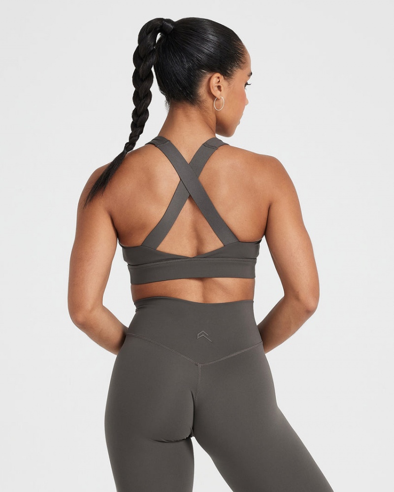 Oner Active Timeless Weite Riemen Sports Bras Tiefesgrau Braun | BNOKVPJ-73