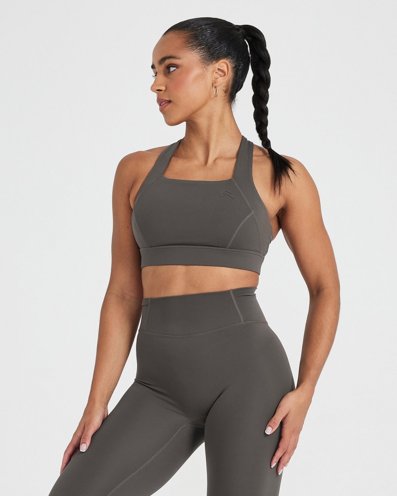 Oner Active Timeless Weite Riemen Sports Bras Tiefesgrau Braun | BNOKVPJ-73