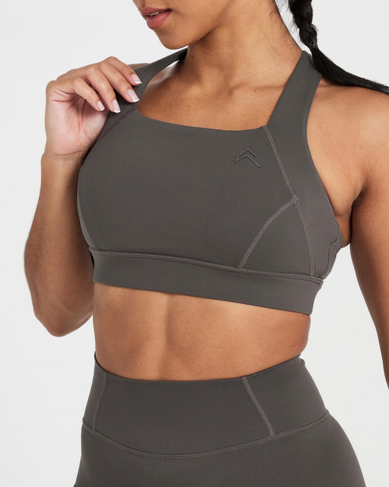 Oner Active Timeless Weite Riemen Sports Bras Tiefesgrau Braun | BNOKVPJ-73