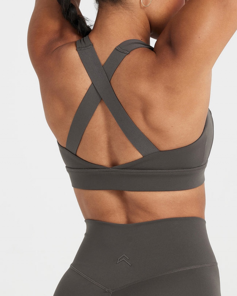 Oner Active Timeless Weite Riemen Sports Bras Tiefesgrau Braun | BNOKVPJ-73