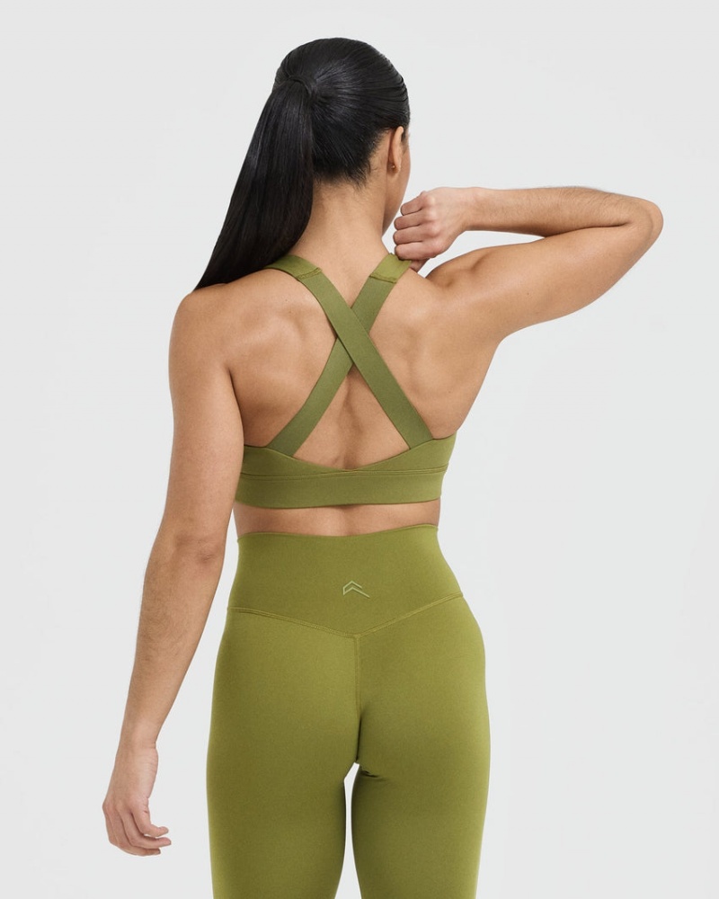 Oner Active Timeless Weite Riemen Sports Bras Olivgrün Grün | HWVIKCQ-14